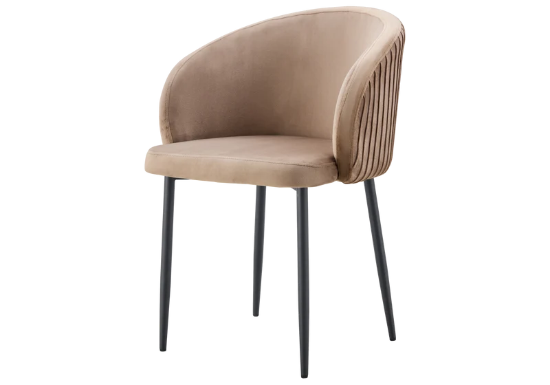 Chaise salle manger velours taupe pieds noir - Sora x2