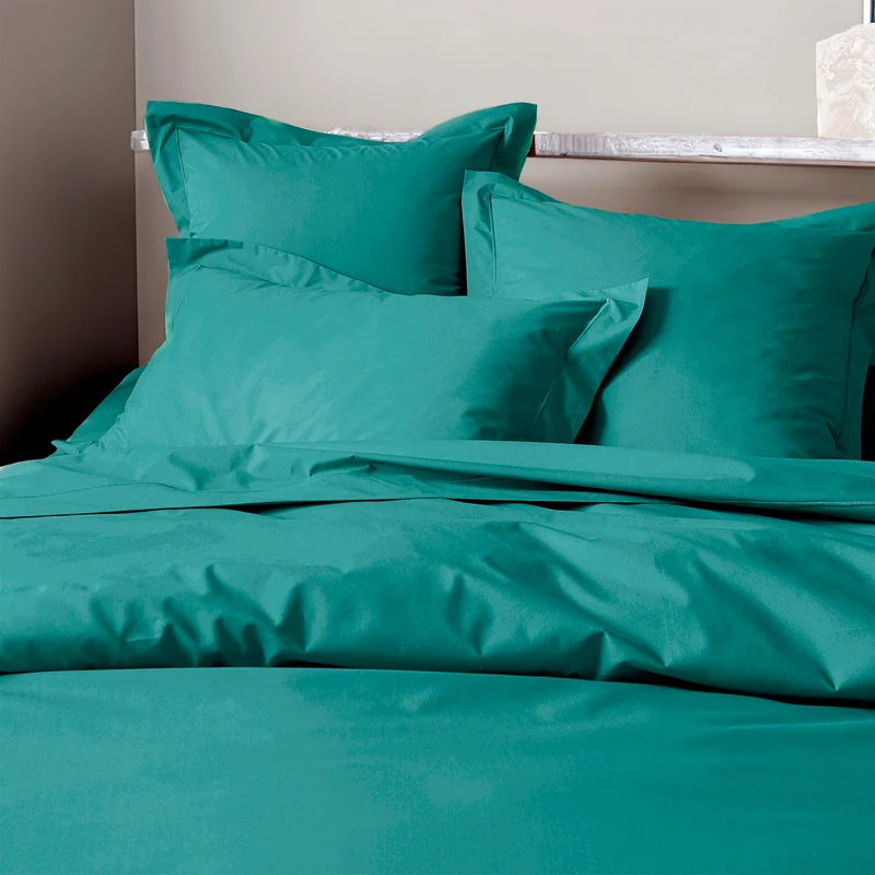 Taie d'oreiller Percale 65 x 65 cm Pur Coton Peigné Longues Fibres 80 Fils/cm² Paon
