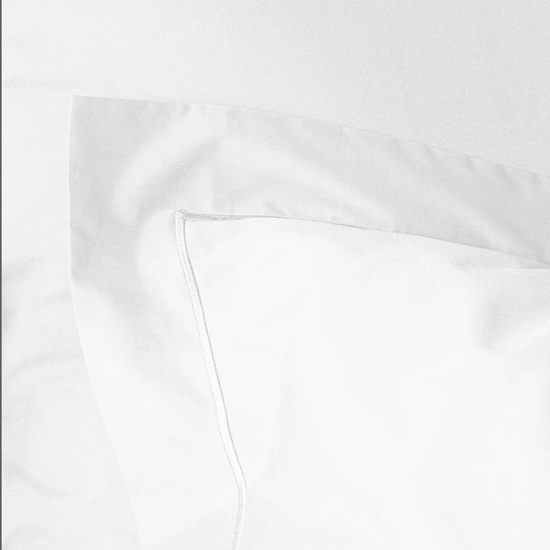 Taie d'oreiller Percale 65 x 65 cm Pur Coton Peigné Longues Fibres 80 Fils/cm² Neige