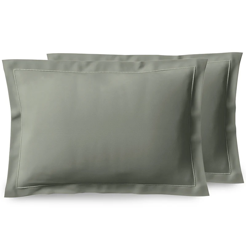 Taie d'oreiller Percale 50 x 70 cm Pur Coton Peigné Longues Fibres 80 Fils/cm² Ardoise