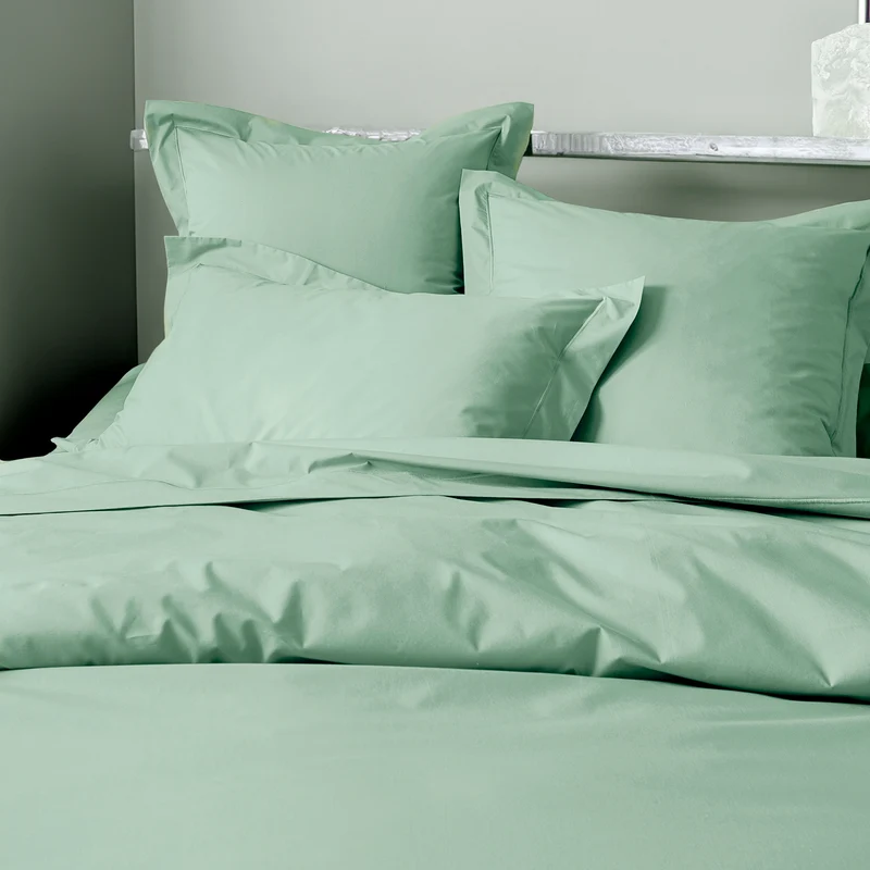 Taie d'oreiller Percale 50 x 70 cm Pur Coton Peigné Longues Fibres 80 Fils/cm² Celadon