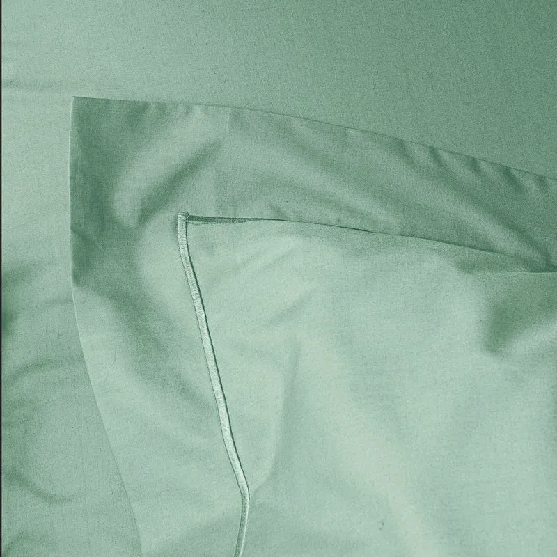 Taie d'oreiller Percale 50 x 70 cm Pur Coton Peigné Longues Fibres 80 Fils/cm² Celadon