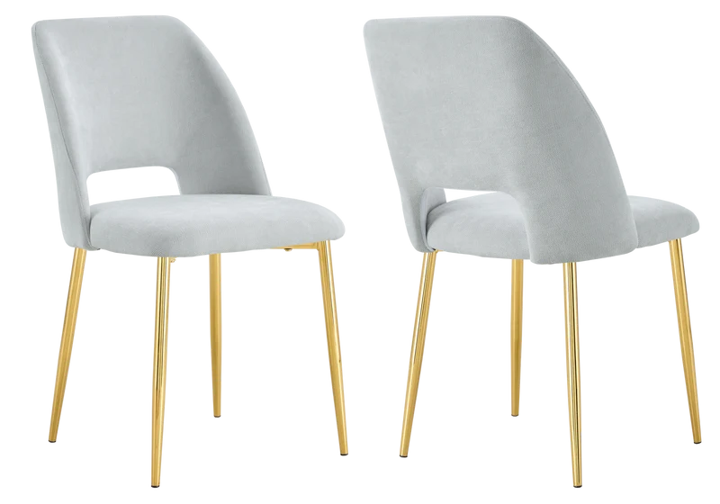 Chaise en tissu chiné gris avec dossier ouvert - Leoni x4