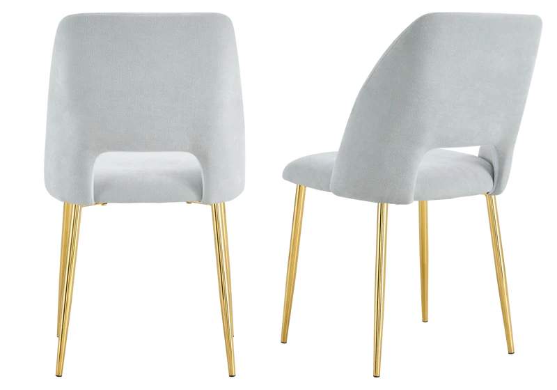 Chaise en tissu chiné gris avec dossier ouvert - Leoni x4