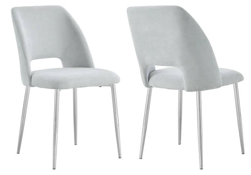 Chaise en tissu chiné gris avec dossier ouvert - Leoni x4