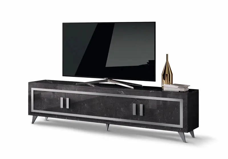 Mur tv marbre noir led SILVER