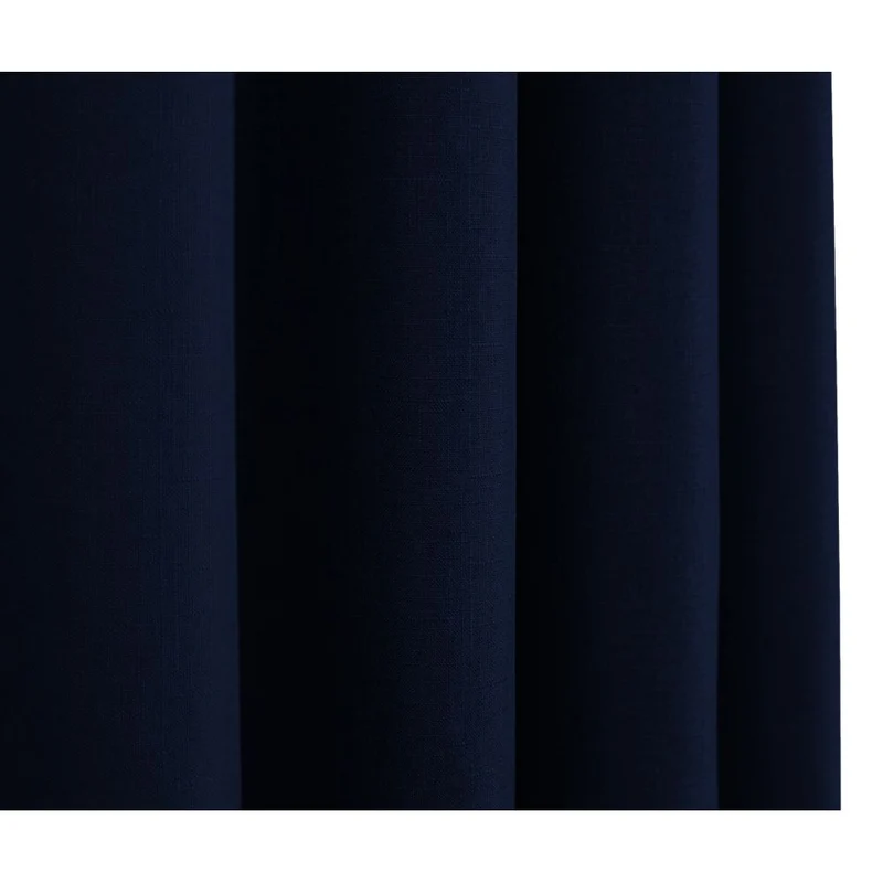 Paire de rideaux à œillets "effet lin" 140 x 260 cm Moonlight deco Bleu nuit