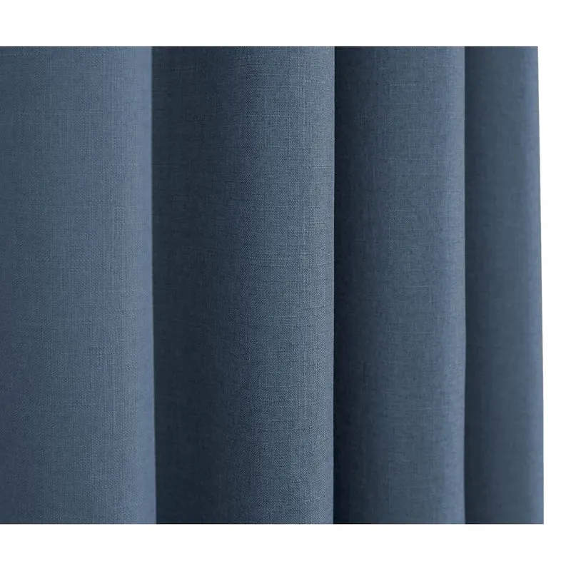 Paire de rideaux à œillets "effet lin" 140 x 260 cm Moonlight deco Bleuet