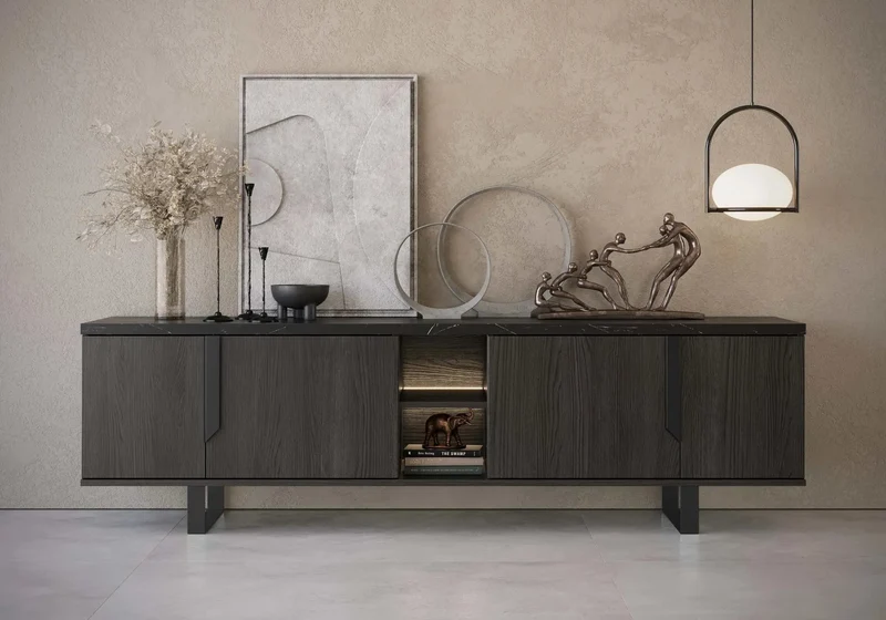 Mur TV mat palissandre noir ORION