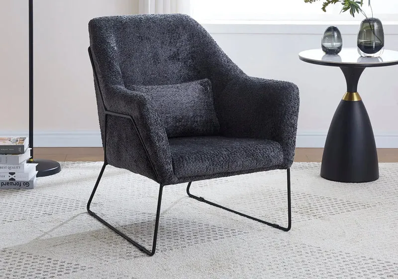 Fauteuil noir velours beige - Fitia