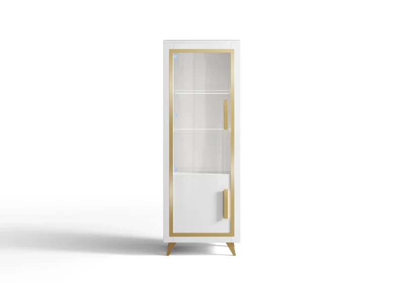 Mur tv laqué blanc doré led GOLD