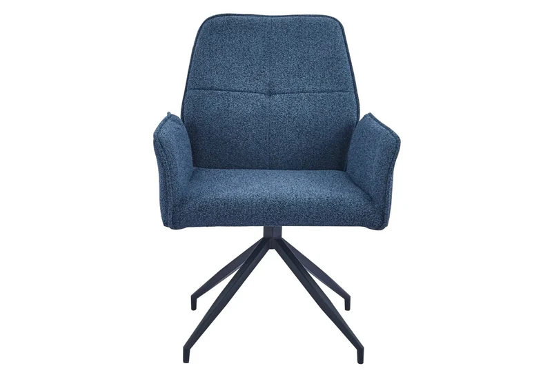 Fauteuils de table en tweed bleu pivotants - Maty x2