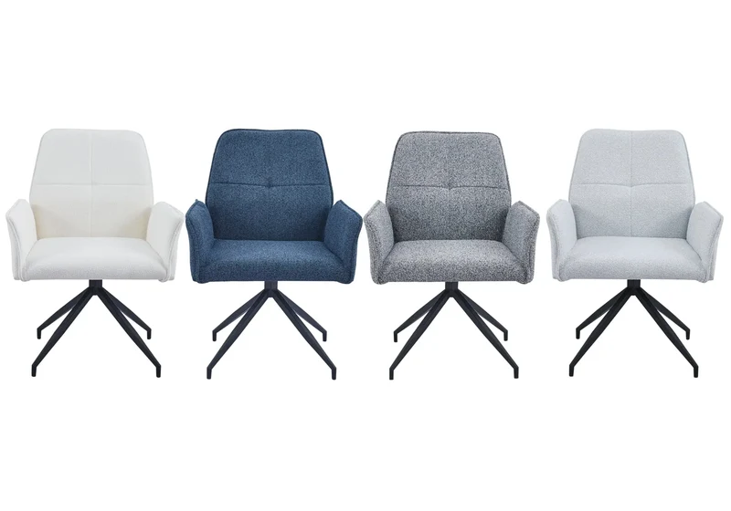 Fauteuils de table en tweed bleu pivotants - Maty x2