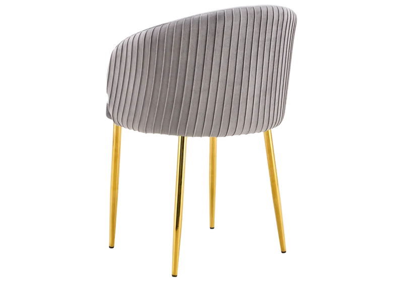 Chaise salle manger velours gris pieds doré - Sora x2
