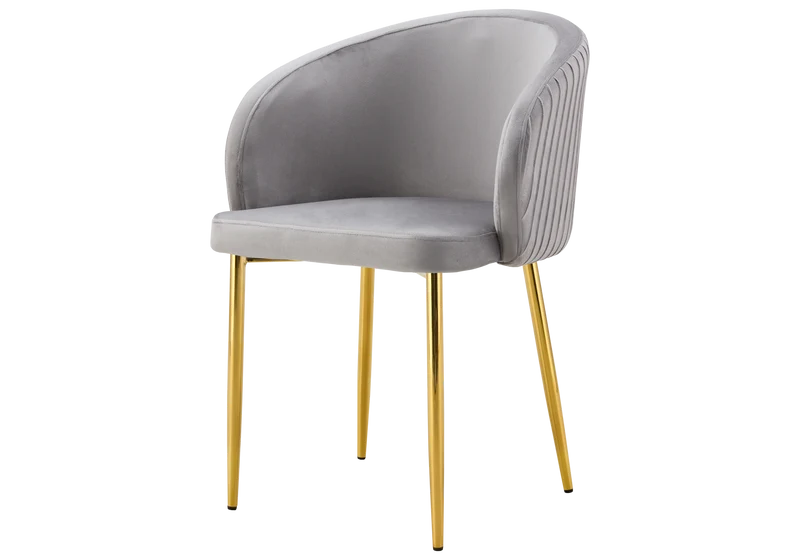 Chaise salle manger velours gris pieds doré - Sora x2