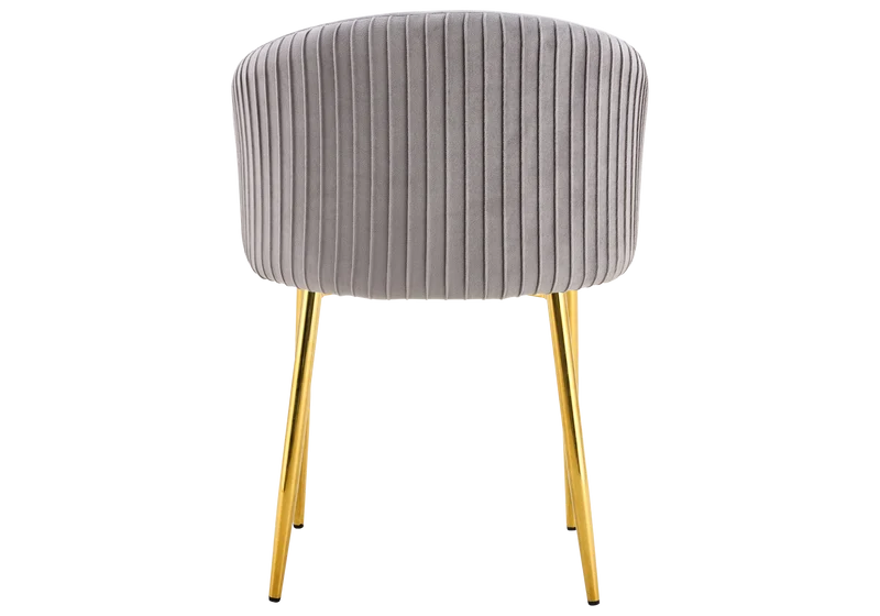 Chaise salle manger velours gris pieds doré - Sora x2