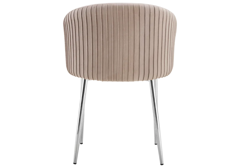 Chaise salle manger velours taupe pieds chromé - Sora x2