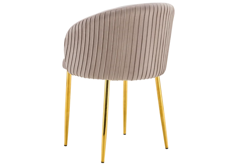 Chaise salle manger velours taupe pieds doré - Sora x2