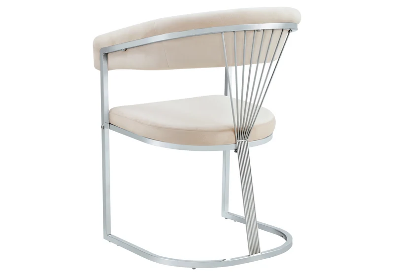 Fauteuil de table velours beige pieds luge chromé - Siam x2