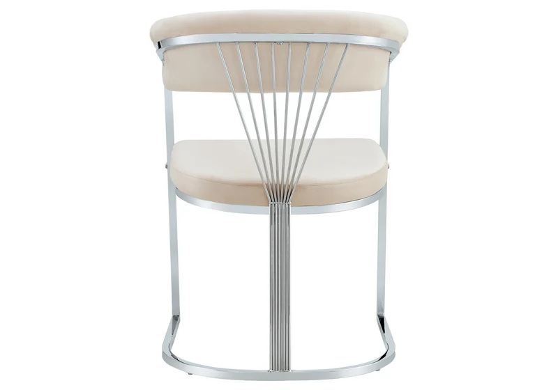 Fauteuil de table velours beige pieds luge chromé - Siam x2