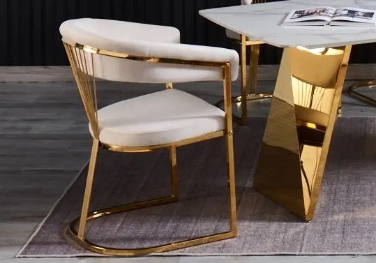 Ensemble table chaise céramique marbre blanc - Lala