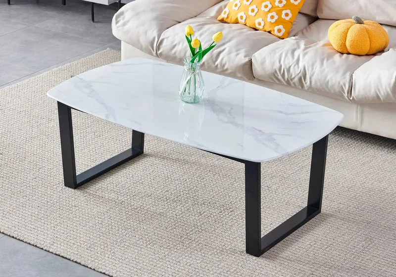 Table basse noire marbre blanc - Lyly