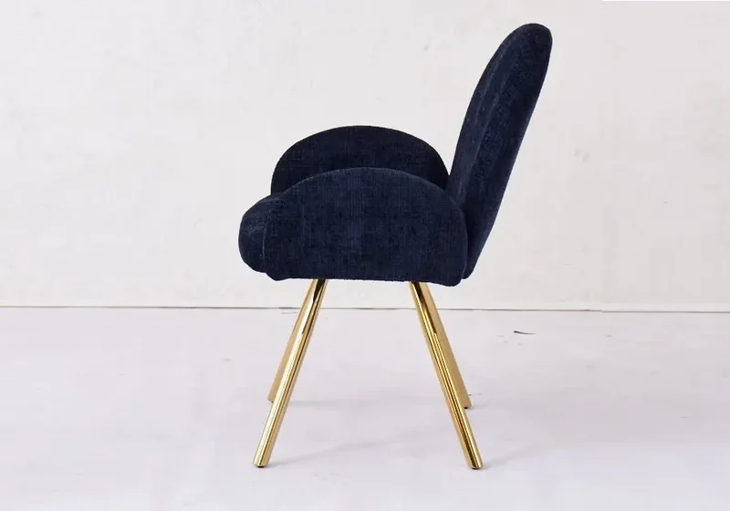 Fauteuil de table velours bleu pieds dorés - Mimi x2