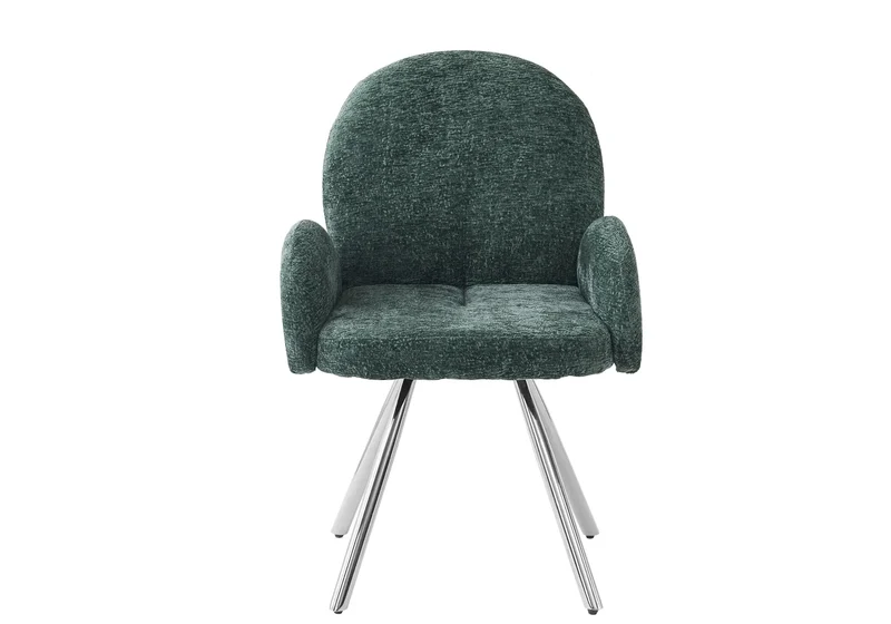 Fauteuil de table velours vert pieds argentés - Mimi x2