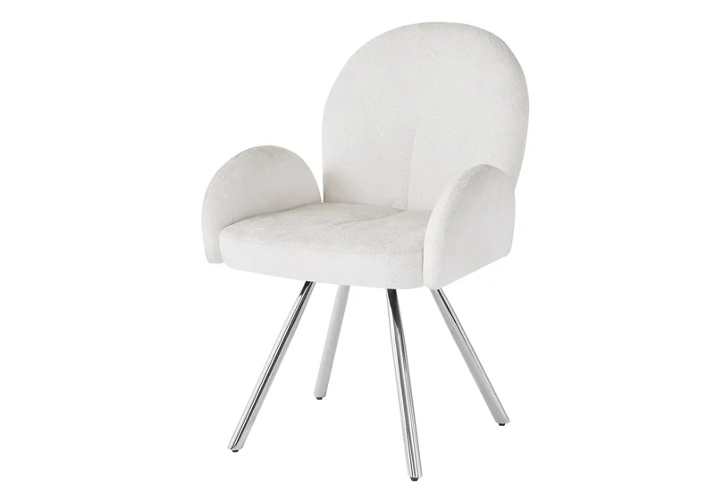 Fauteuil de table velours écru pieds argentés - Mimi x2
