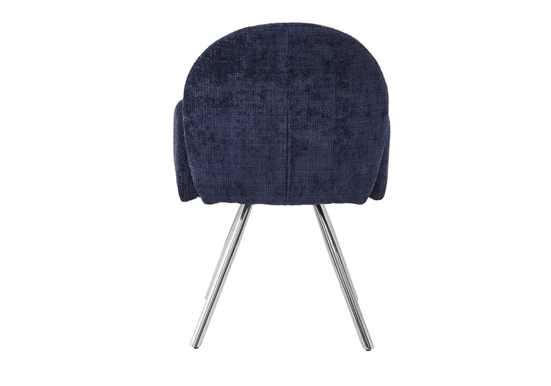 Fauteuil de table velours bleu pieds argentés - Mimi x2