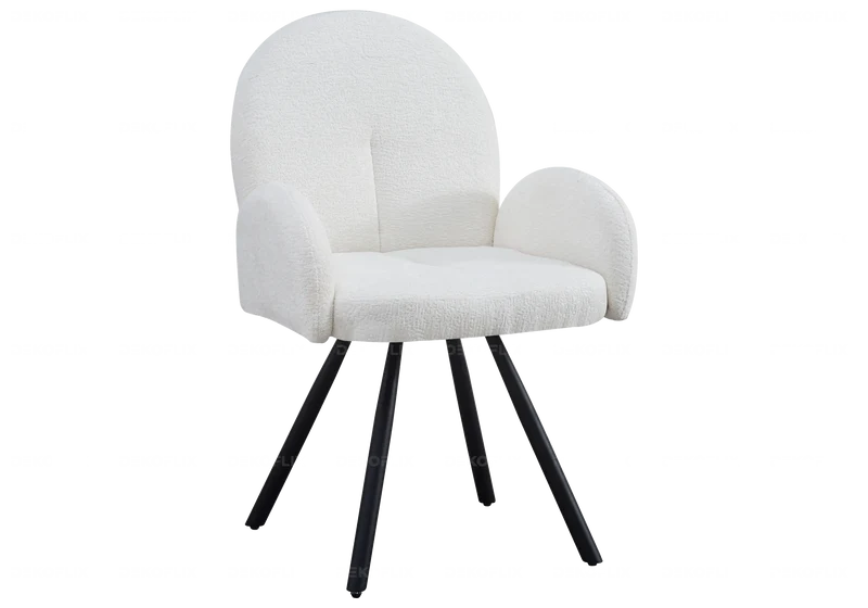 Fauteuil de table velours écru pieds noirs - Mimi x2