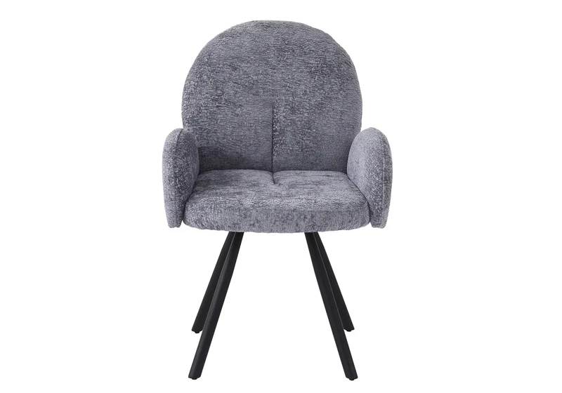 Fauteuil de table velours anthracite pieds noirs - Mimi x2