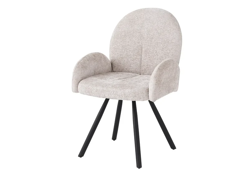 Fauteuil de table velours moka pieds noirs - Mimi x2