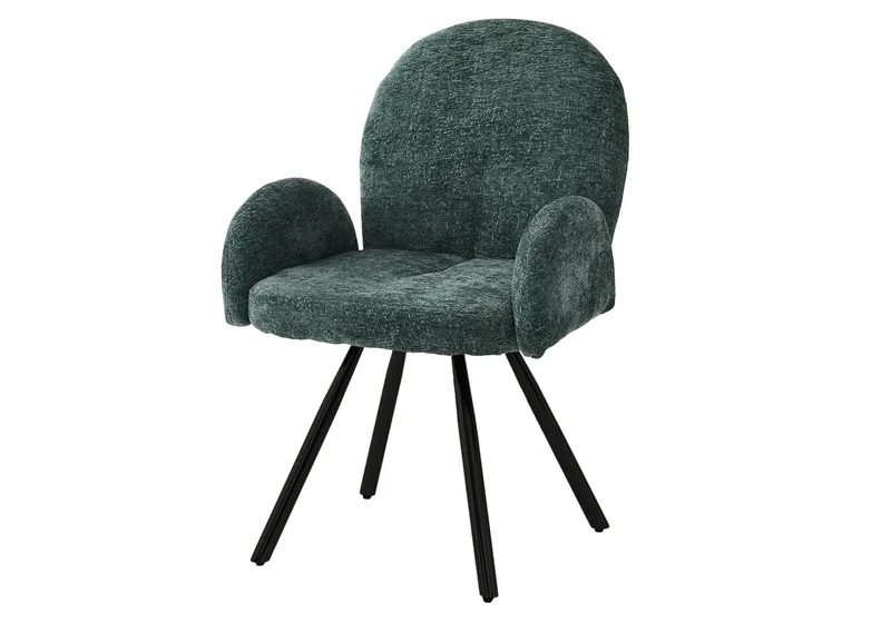 Fauteuil de table velours vert pieds noirs - Mimi x2