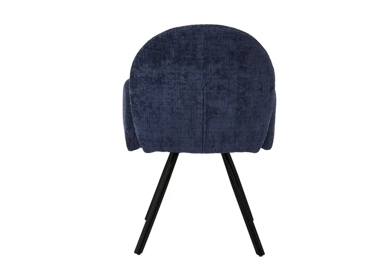 Fauteuil de table velours bleu pieds noirs - Mimi x2