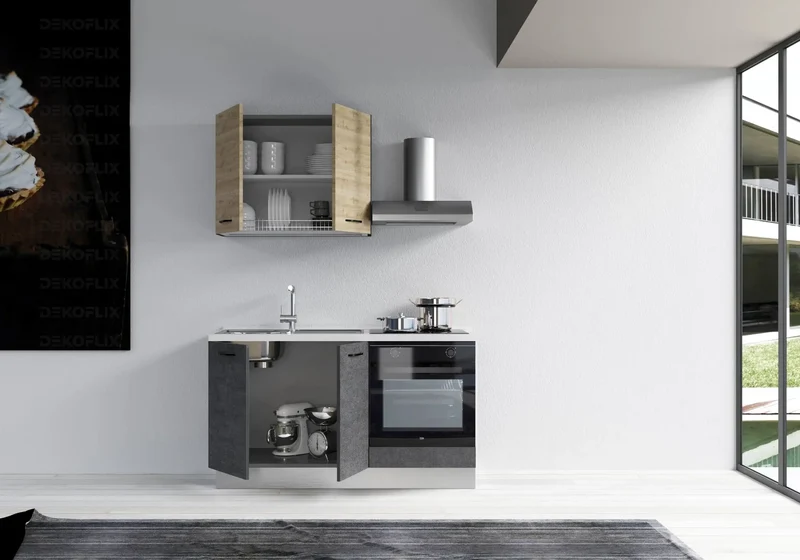 Petite Cuisine Équipée Titane Chêne STAR 150