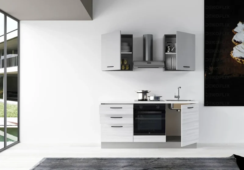 Cuisine Équipée Pas Cher Chêne Gris STAR 180