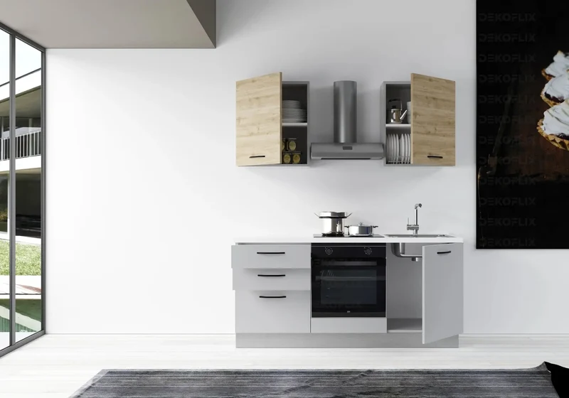 Cuisine Équipée Pas Cher Gris Chêne STAR 180