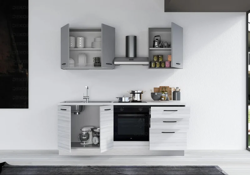Cuisine Avec Électroménager Chêne Gris STAR 210