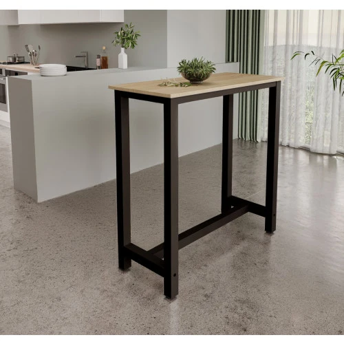 Table haute noire & chêne - 100 X 100 cm - Anivia