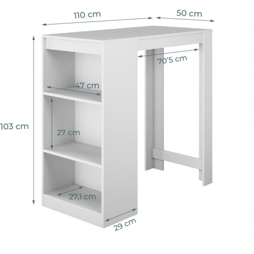Table haute blanche - 103 X 110 cm - Kala