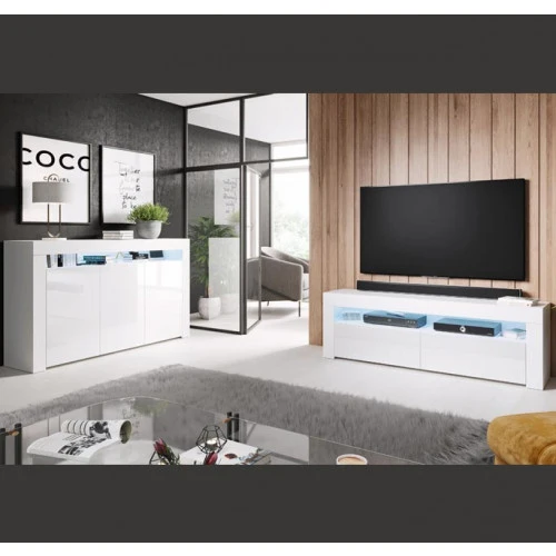 Buffet couleur blanc brillant - 155 X 92 cm - Aker