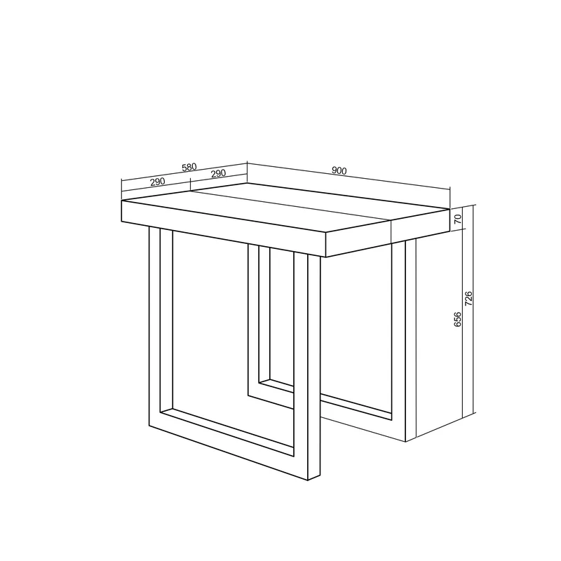 Table console extensible noire 260 cm – Jusqu’à 12 personnes – Pieds en bois massif noirs en U