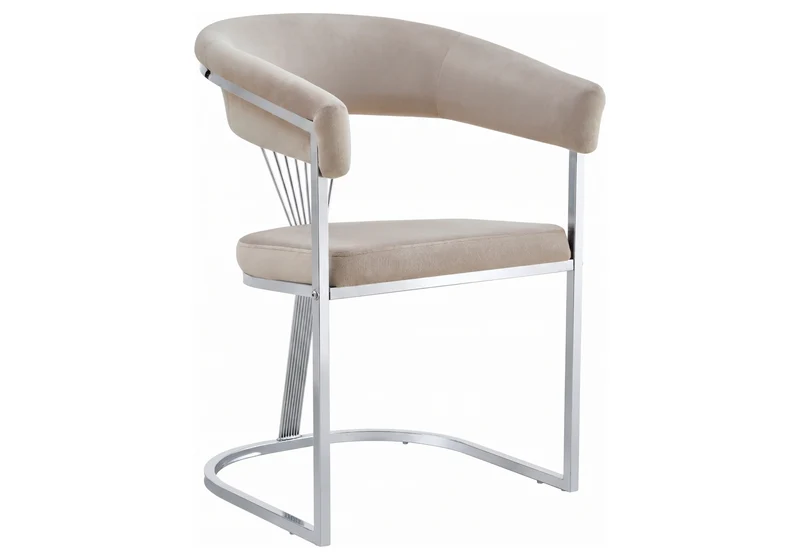 Fauteuil de table velours taupe pieds luge chromé - Siam x2