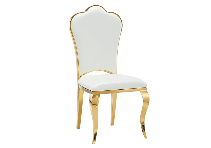 Chaises baroques médaillon en simili blanc doré - Udo x4
