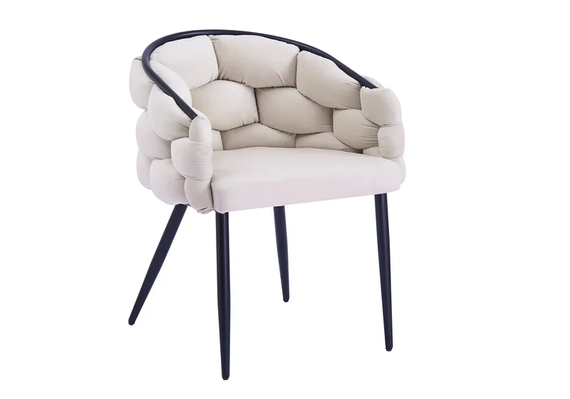 Fauteuil de table velours beige pieds noirs - Cloud x2