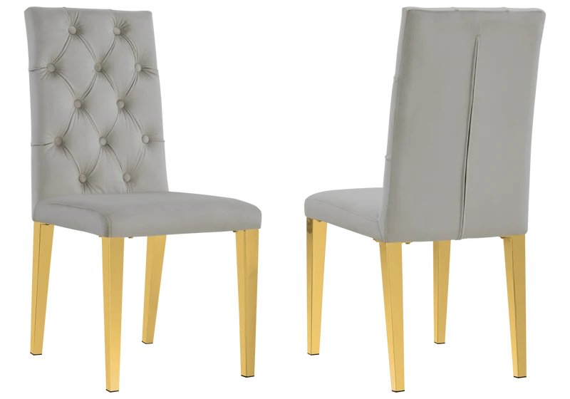 Table verre trempé et 4 chaises X dorées - Cross