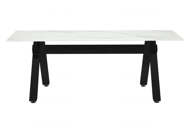 Table basse marbre blanc pieds X noirs - Cross