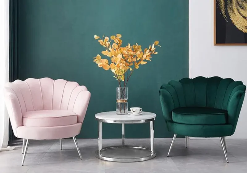 Fauteuil coquillage velours vert - Nymea