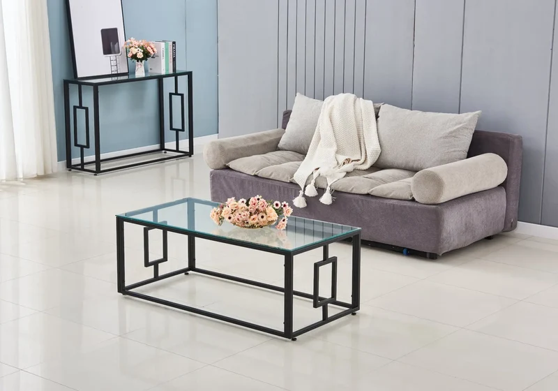 Table basse noire en verre trempé - Glory
